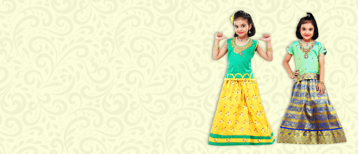 Saara Fashions Online - Pattu pavadai | Pattu Half Sarees | Traditional Kids Wear